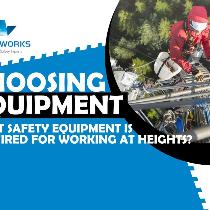 a worker preparing to work at heights with the proper safety equipment