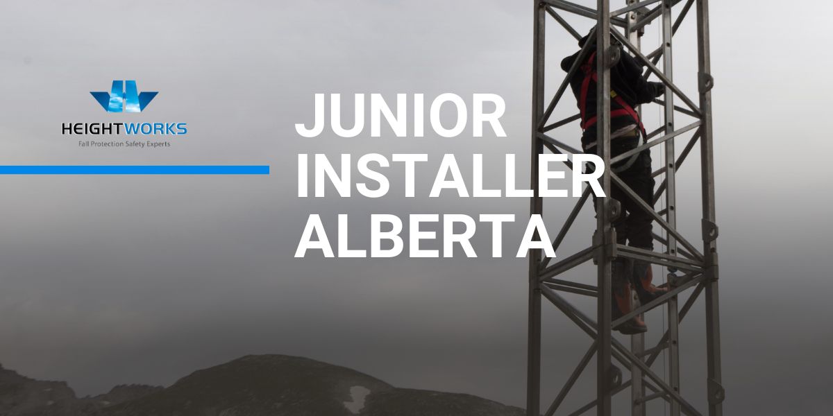 Person on a ladder with the Heightworks and Junior Installer Alberta