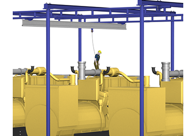 Gorbel bridge system for overhead lifting and fall protection